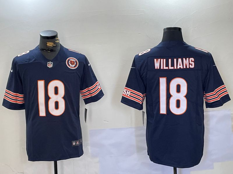 Men Chicago Bears #18 Williams Blue Second generation 2024 Nike Limited NFL Jersey style 2->chicago bears->NFL Jersey
